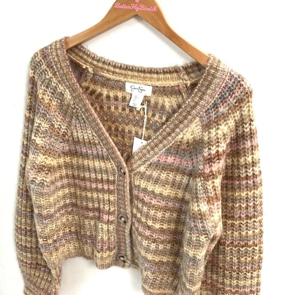 (LG-1) Jessica Simpson cropped button front cardigan sweater, Size Large, NWT - Picture 2 of 7